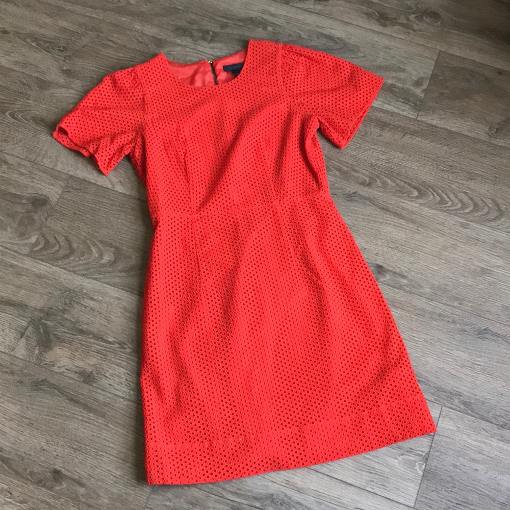 J.crew | flutter sleeve orange eyelet dress. 
Size 4.